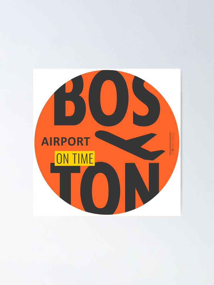 "Airport code Bos Boston Orange" Poster by Aviators Redbubble