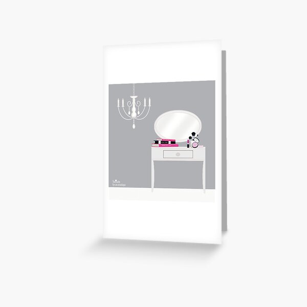Chandelier, books and makeup Greeting Card