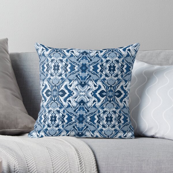 Blue Geometric Tile Throw Pillow