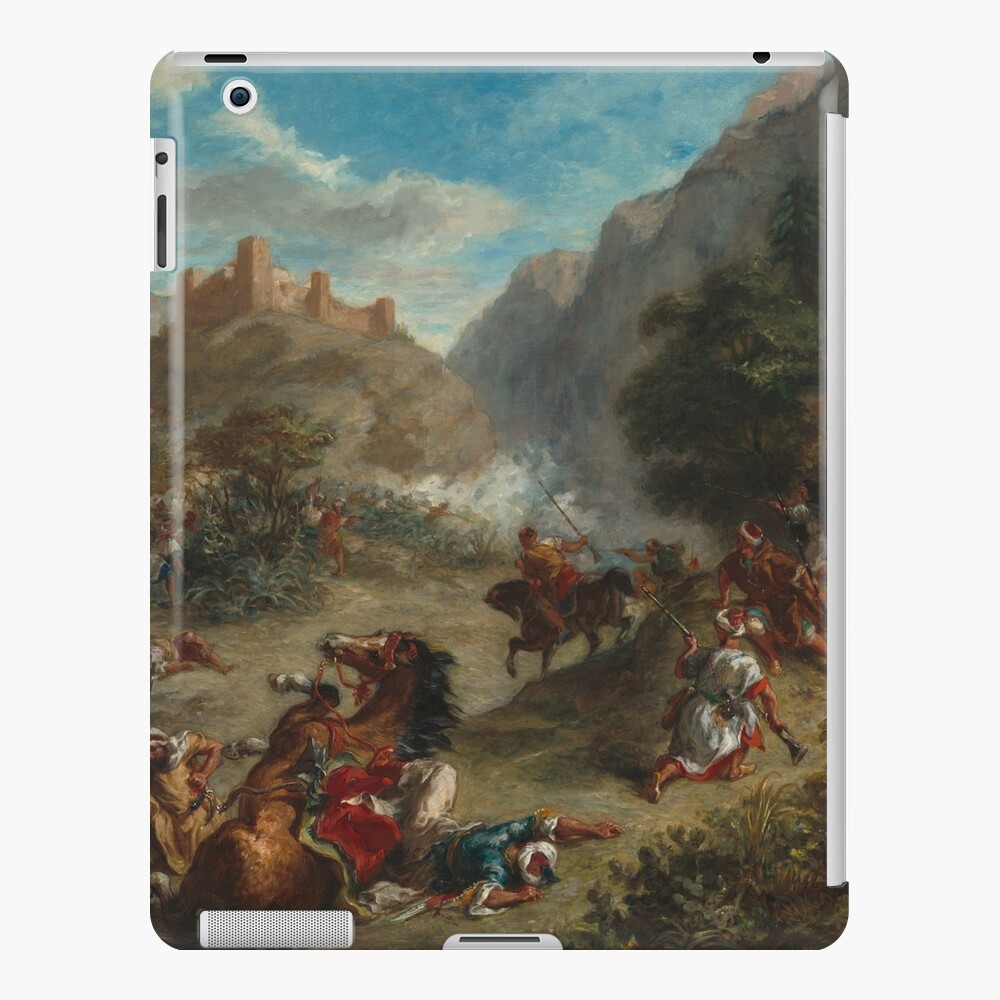 Arabs Skirmishing in the Mountains Oil Painting by Eugène Delacroix iPad Case & Skin