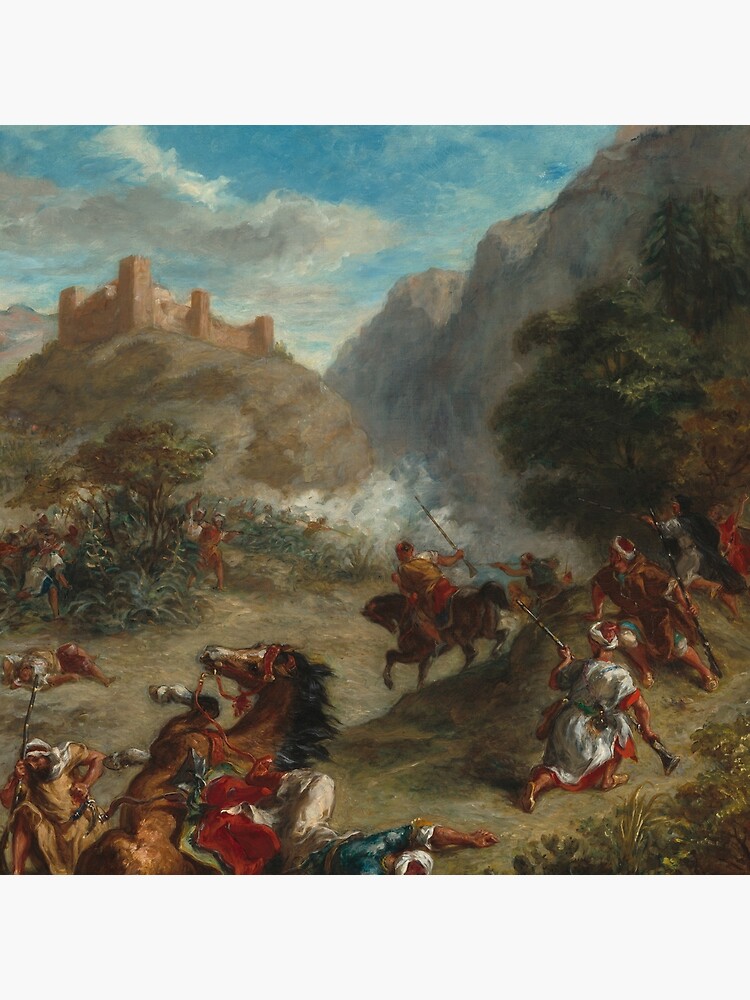 Arabs Skirmishing in the Mountains Oil Painting by Eugène Delacroix by podartist
