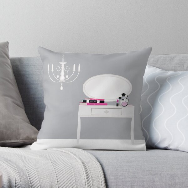 Chandelier, books and makeup Throw Pillow