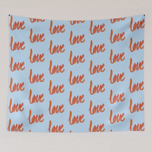 Item preview, Written Love | Red/Orange | Blue Background  designed and sold by Bridget Beswick.