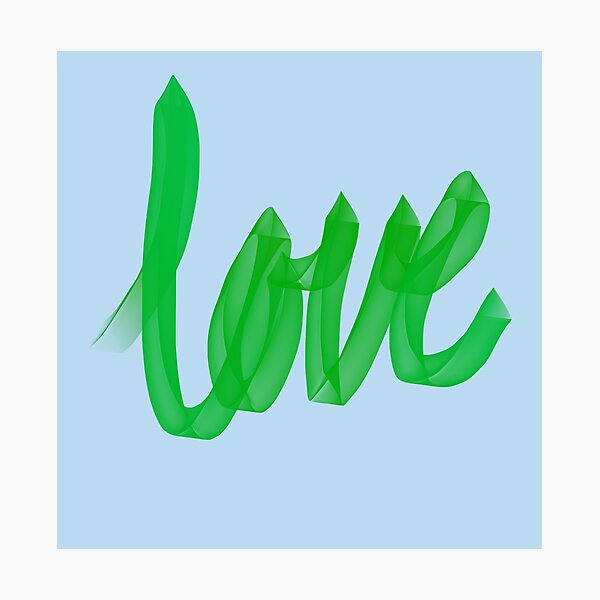 Written Love | Green | Blue Background Photographic Print