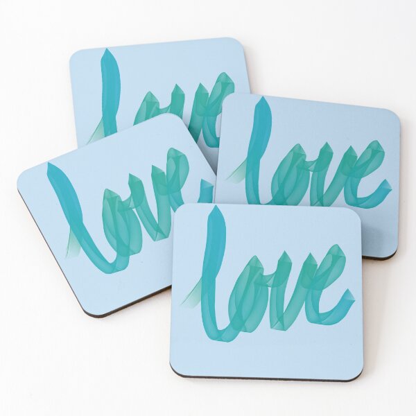 Item preview, Written Love | Aqua/Turquoise | Blue Background  designed and sold by Bridget Beswick.