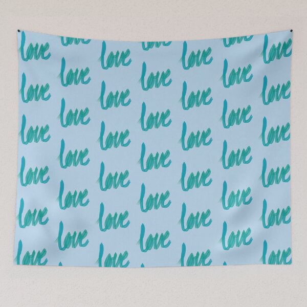 Item preview, Written Love | Aqua/Turquoise | Blue Background  designed and sold by Bridget Beswick.