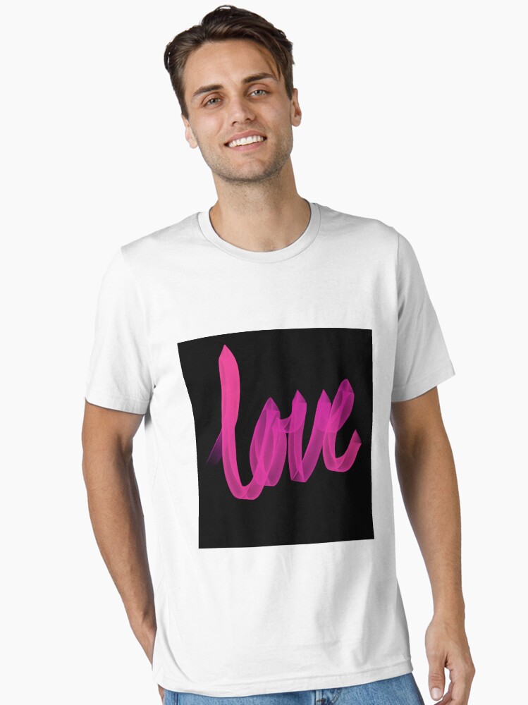 Lovable Pink Shirt With Black Writing Written Love Pink Black