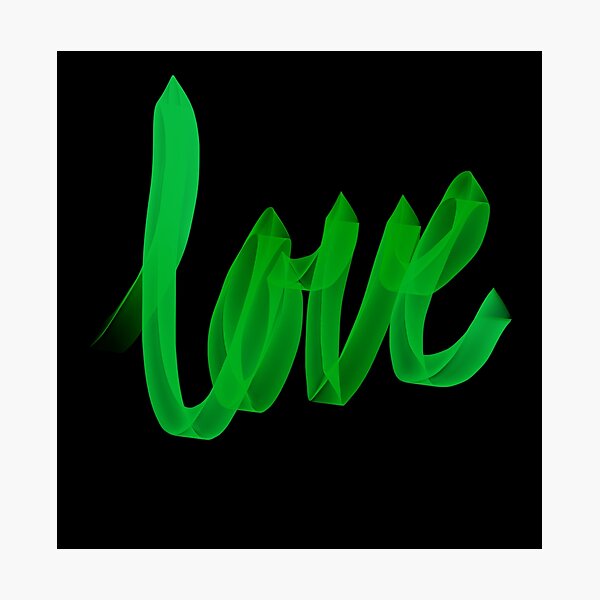 Written Love | Green | Black Background Photographic Print