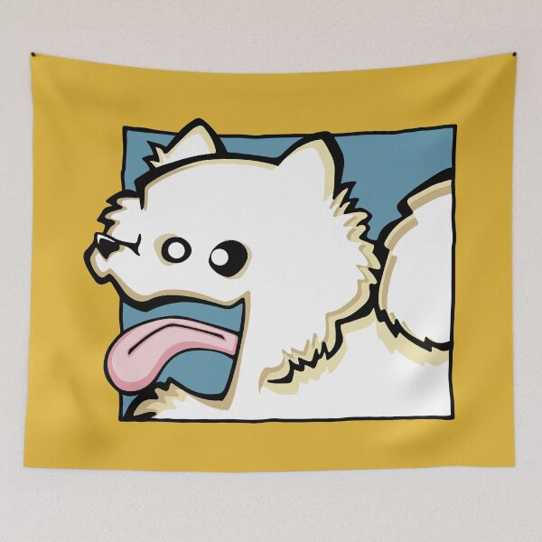 Item preview, Pomeranian - White (Face) YELLOW BG designed and sold by TheChicken.