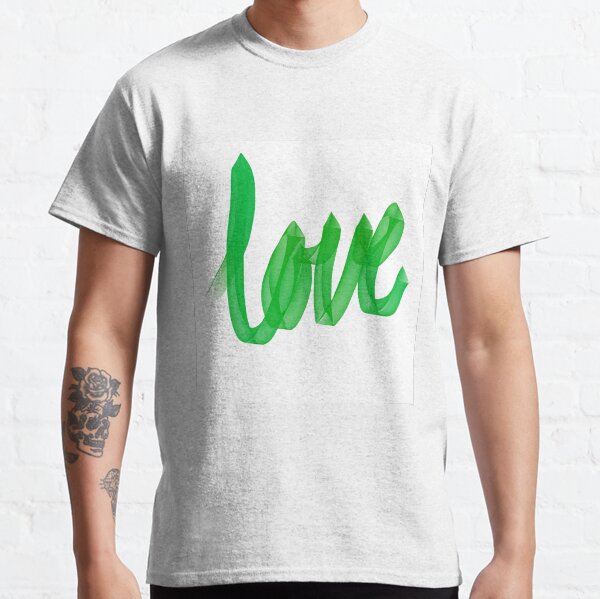 Written Love | Green | White Background Classic T-Shirt