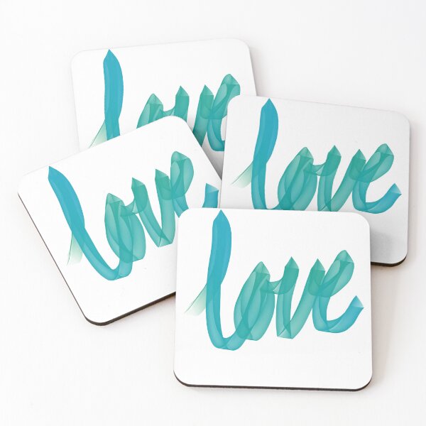 Item preview, Written Love | Aqua/Turquoise | White Background  designed and sold by Bridget Beswick.