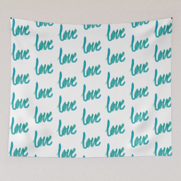 Item preview, Written Love | Aqua/Turquoise | White Background  designed and sold by Bridget Beswick.