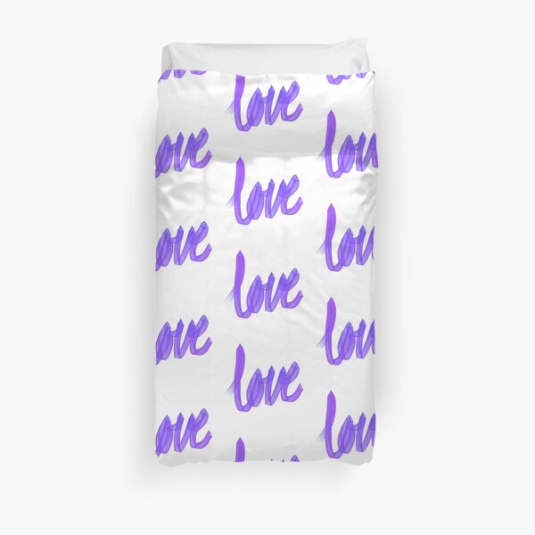 Written Love | Purple/Violet | White Background Duvet Cover