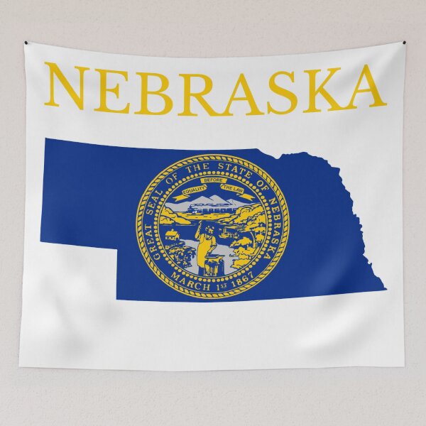 Item preview, Nebraska Flag Map designed and sold by marosharaf.