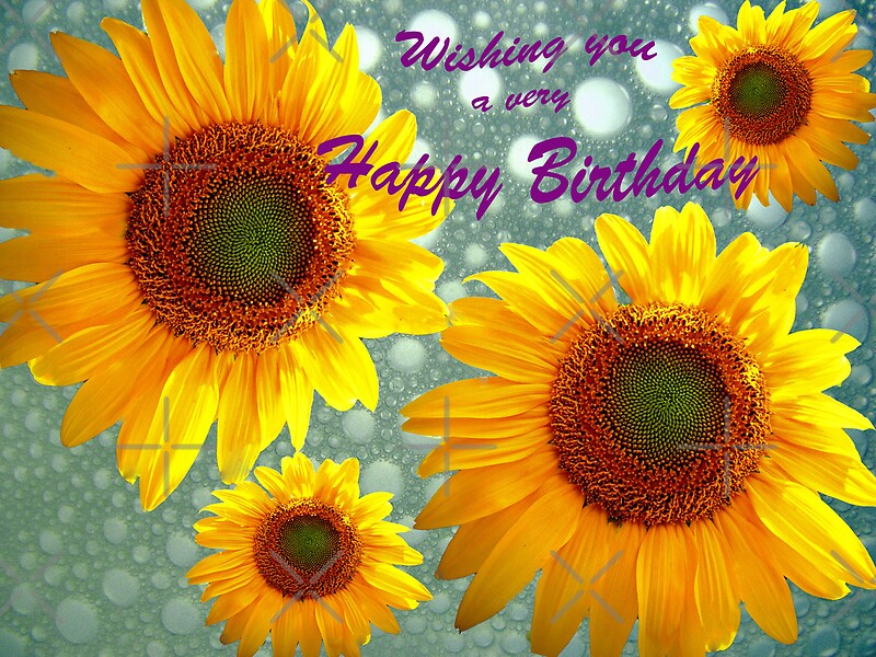 "Happy Birthday Sunflowers" by FrankieCat | Redbubble