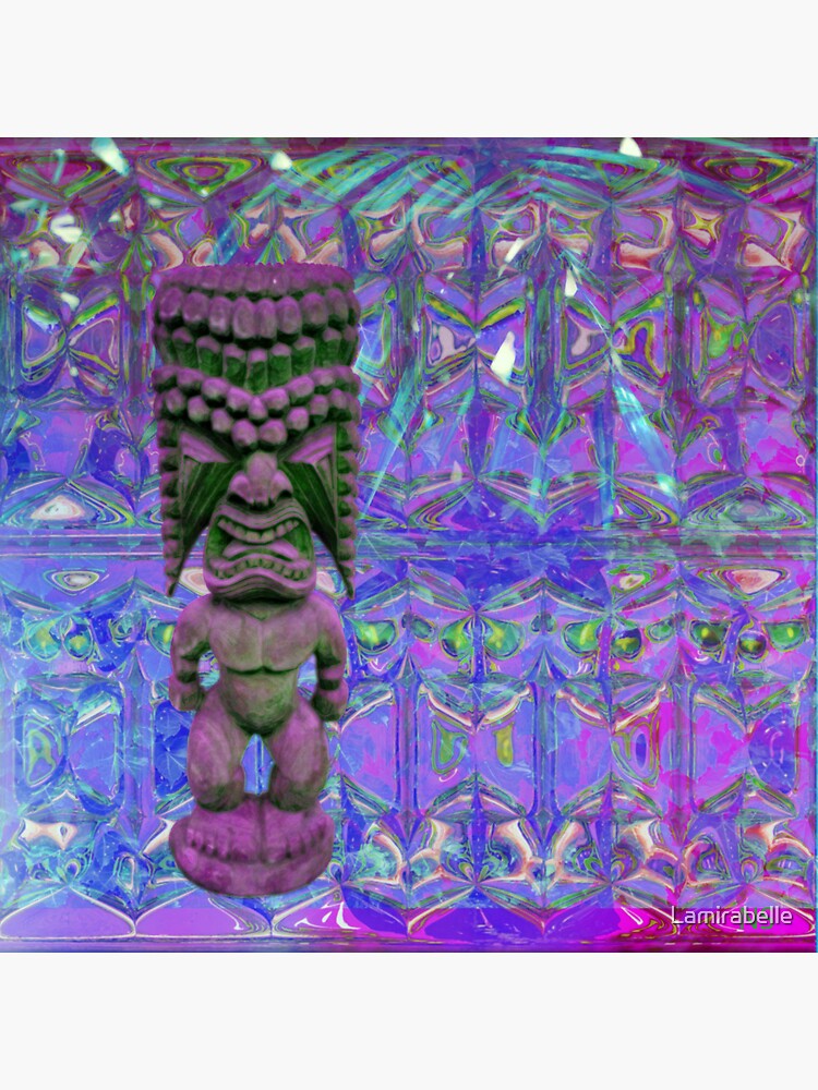 Blue Big Kahuna Tiki Statue Sticker For Sale By Lamirabelle Redbubble