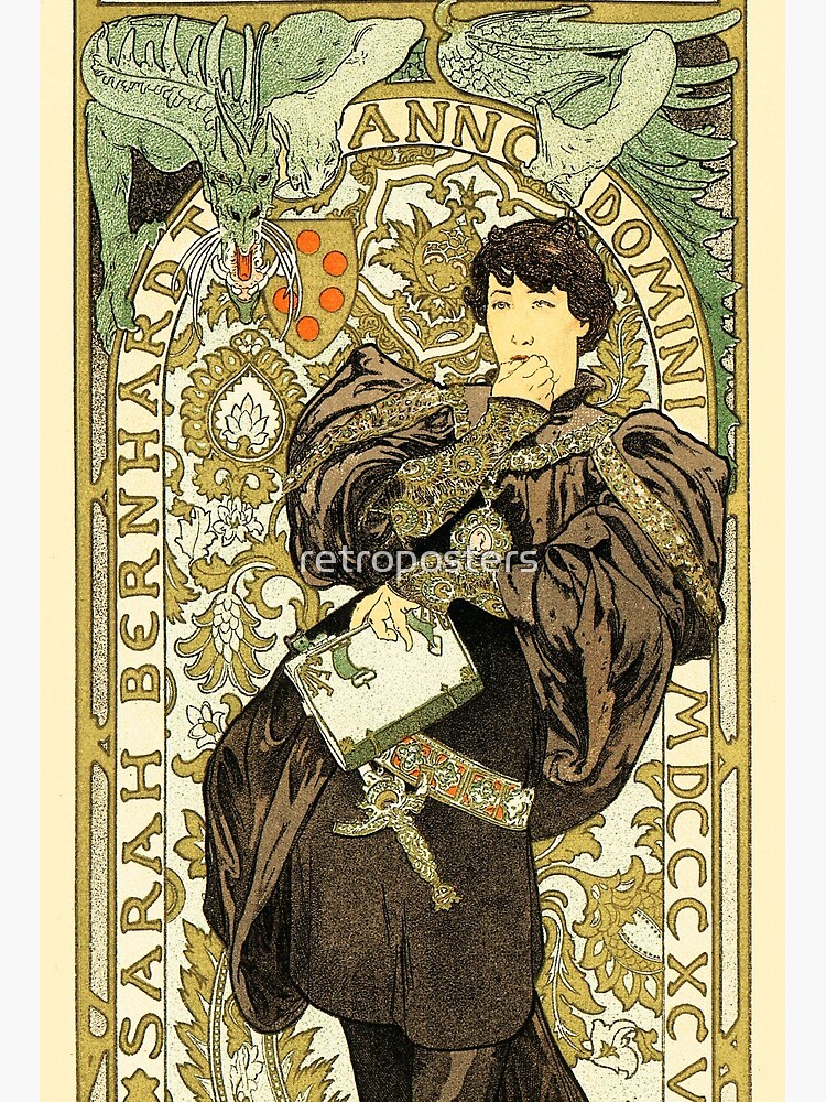 Theatre De La Renaissance Sarah Bernhardt Lithograph Poster By Alphonse Mucha Art Board Print By Retroposters Redbubble