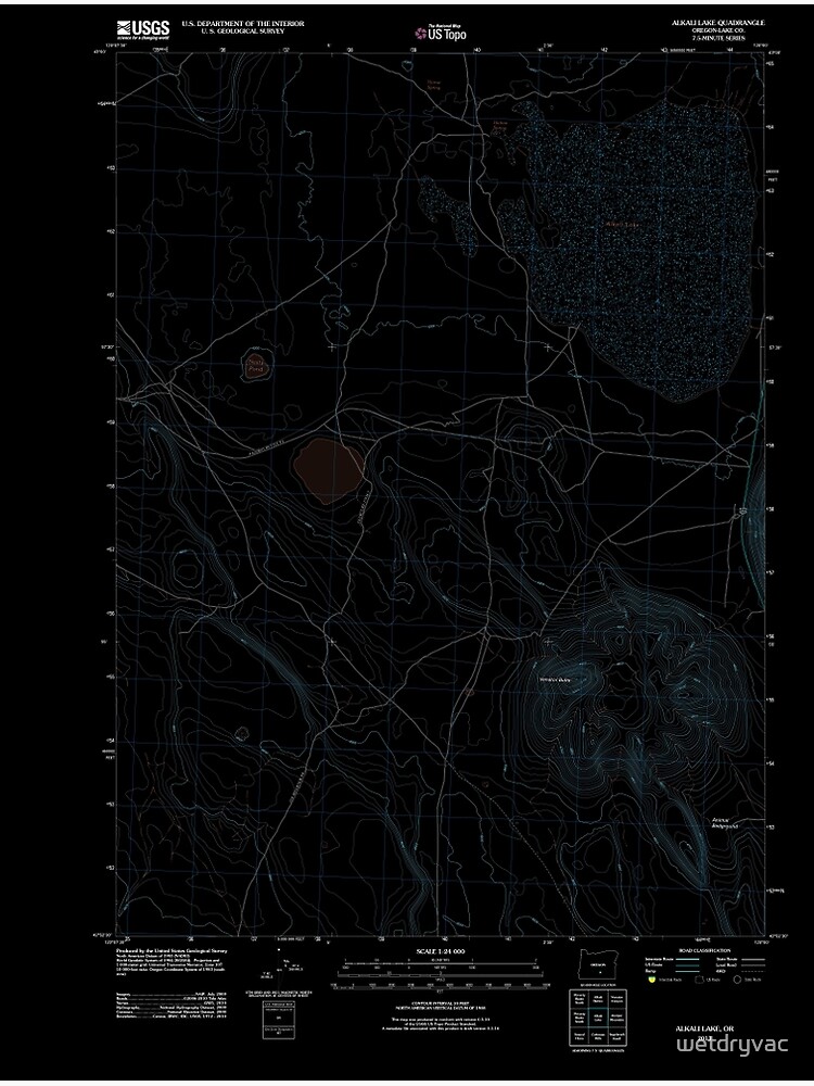 USGS Topo Map Oregon Alkali Lake 20110816 TM Inverted Premium Matte