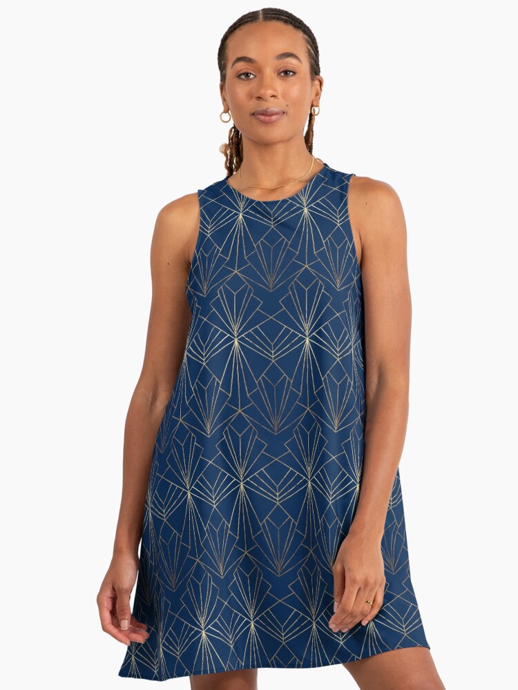Art Deco in Navy Blue" A-Line Dress for Sale by wellingtonboot | Redbubble
