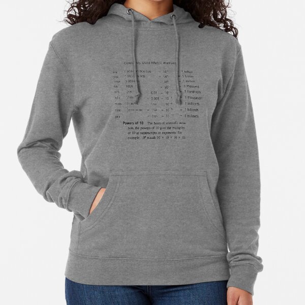 Commonly Used Metric Prefixes Lightweight Hoodie