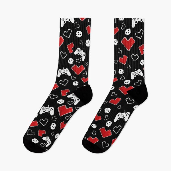Item preview, 8 bit Pixel Style Hearts Gaming Pattern designed and sold by mrhighsky.