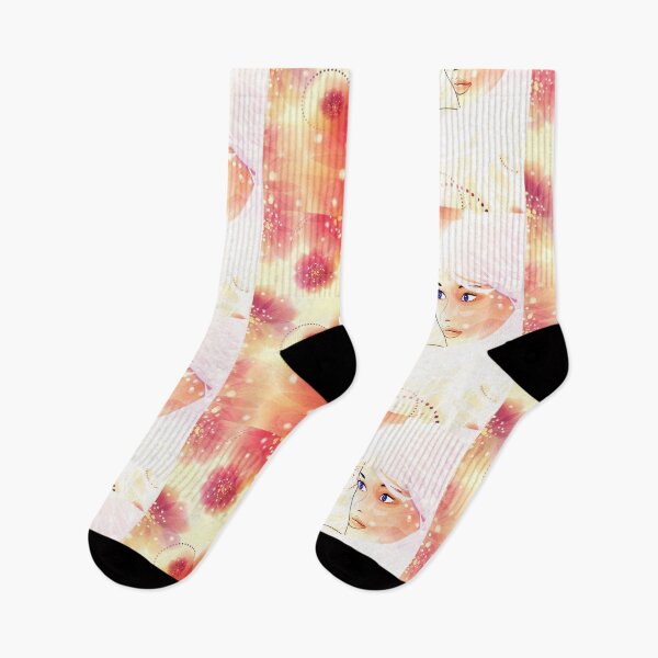 Item preview, Girl on grunge floral background with abstract flowers designed and sold by AnnArtshock.