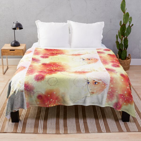 Item preview, Girl on grunge floral background with abstract flowers designed and sold by AnnArtshock.