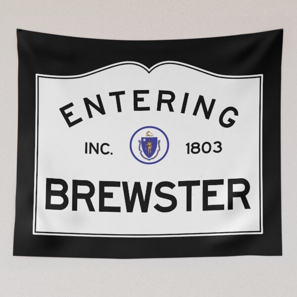 Item preview, Entering Brewster - Commonwealth of Massachusetts Road Sign designed and sold by NewNomads.