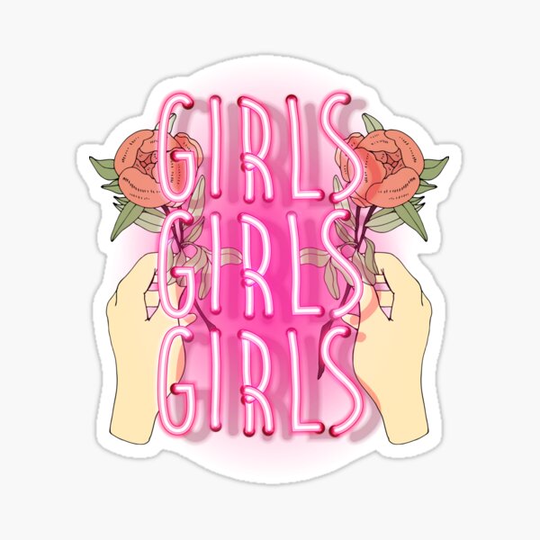 Girls Girls Girls Love Red Rose Flowers Sticker