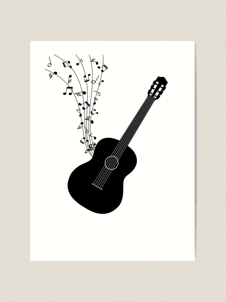 『classical guitar』蜜蝋画　イラスト　インテリア　絵画　ギター 引き裂かれた弦のギターはポップアートのレトロなベクトル