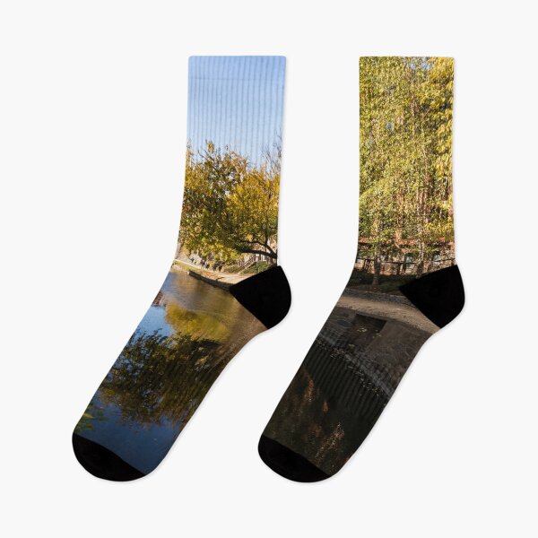 Item preview, Slow Walk on the Towpath - a Fine Fall Day at the Chesapeake and Ohio Canal in Georgetown, Washington, DC designed and sold by Georgia Mizuleva.