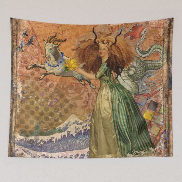 Item preview, Vintage Golden Woman Capricorn Gothic Whimsical Collage designed and sold by antiqueart.