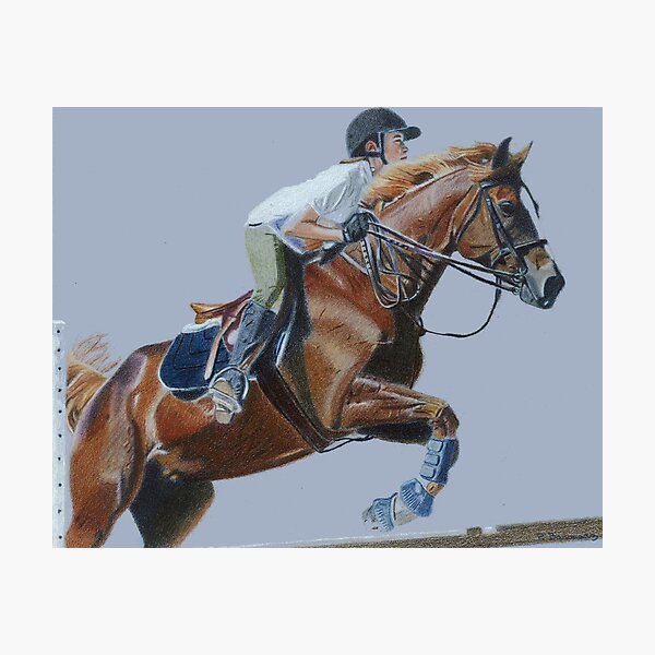 Life's Hurdles with Grace - Horse & Rider Jumping Photographic Print