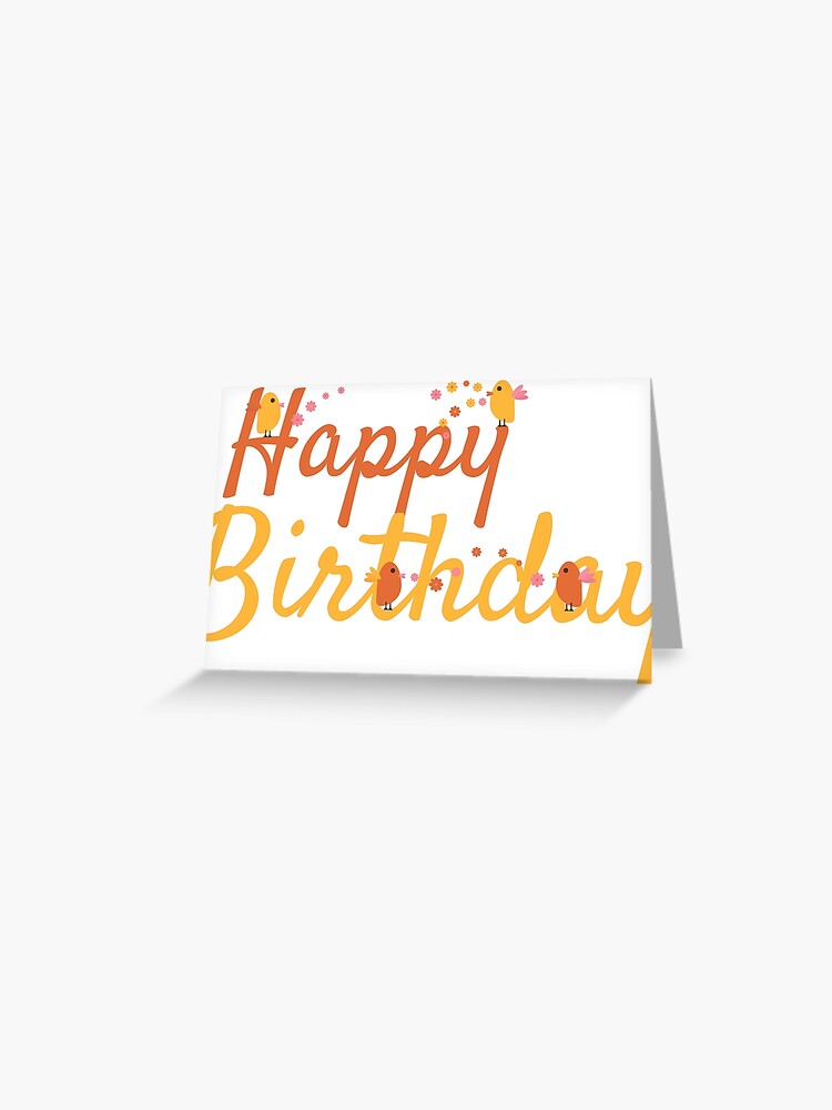 Carte De Vœux Joyeux Anniversaire Avec Des Oiseaux Et Des Fleurs Mignons Par Sigdesign Redbubble