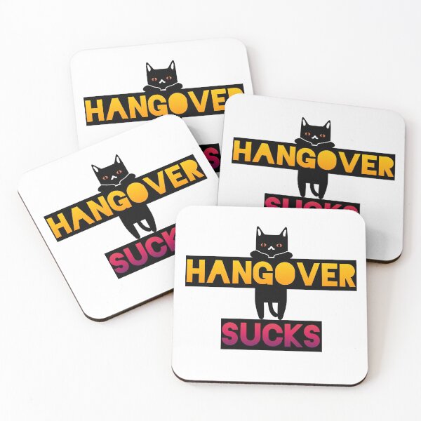 Item preview, Hangover sucks cat hanging cartoon designed and sold by NerdySherds.