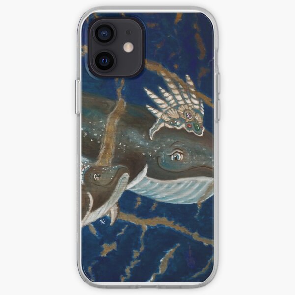 Mother Whale and her Baby in Lapis Lazuli Sea iPhone Soft Case