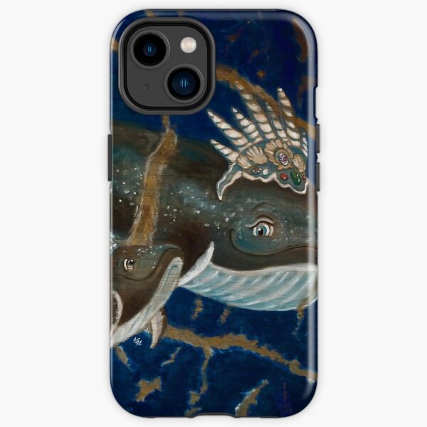 Mother Whale and her Baby in Lapis Lazuli Sea iPhone Tough Case