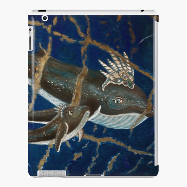 Mother Whale and her Baby in Lapis Lazuli Sea iPad Snap Case