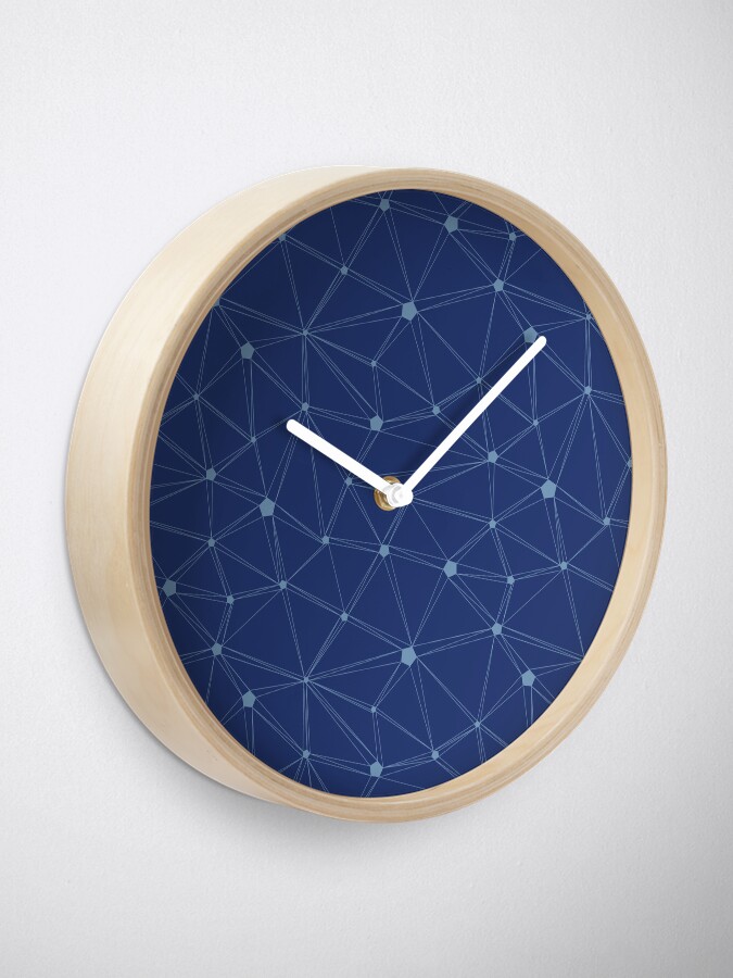 Alternate view of Pentagon grid classic blue Clock