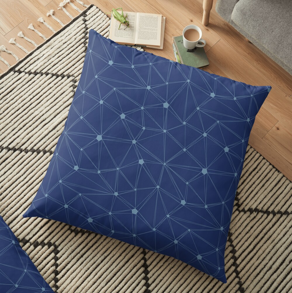Pentagon grid classic blue Floor Pillow