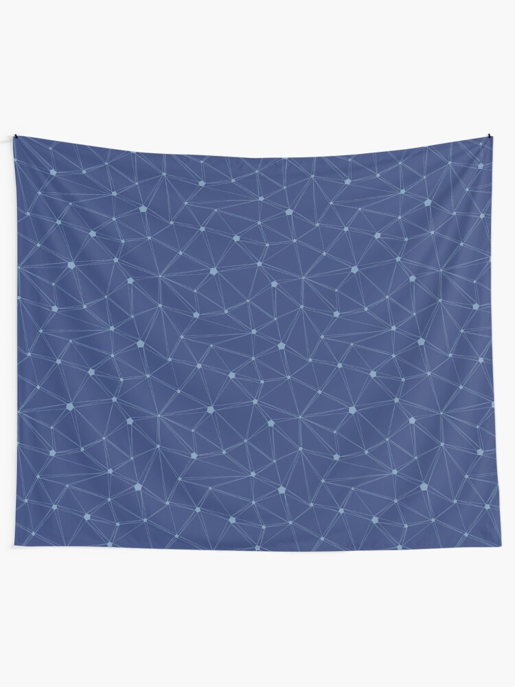 Alternate view of Pentagon grid classic blue Tapestry