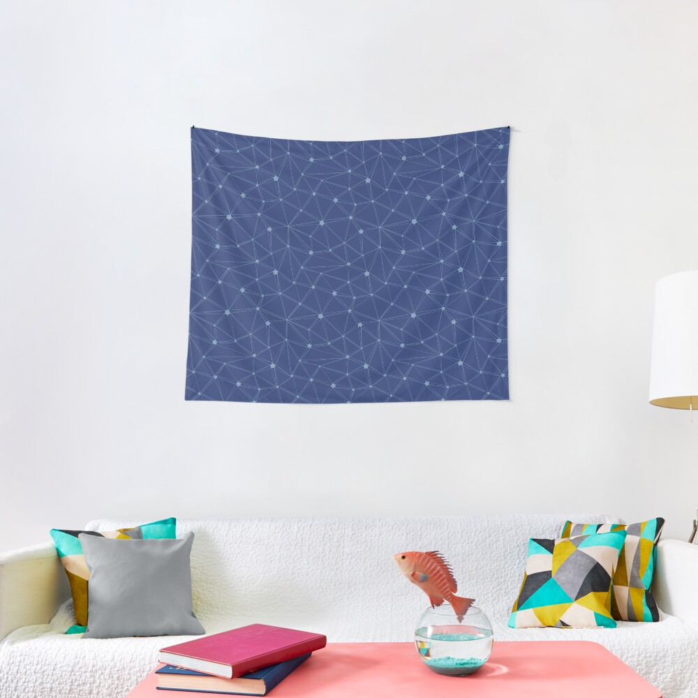 Pentagon grid classic blue Tapestry