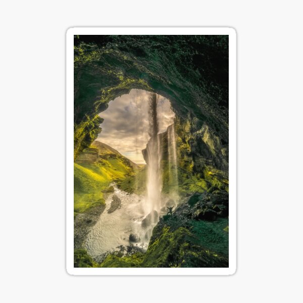 Kvernufoss Cave in Iceland Sticker
