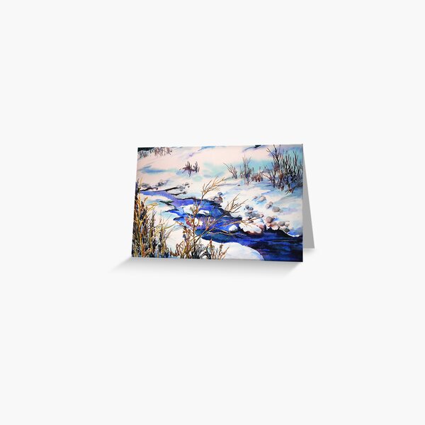 Snowy stream (sold) Greeting Card