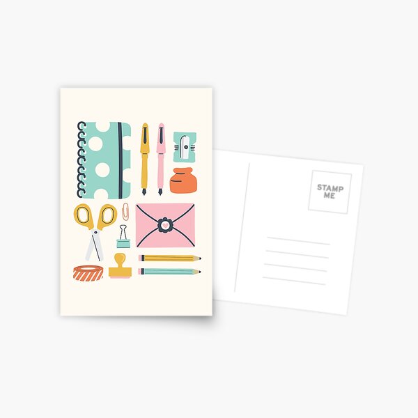 Stationery Illustration Postcard - Washi Tape & Scrap booking