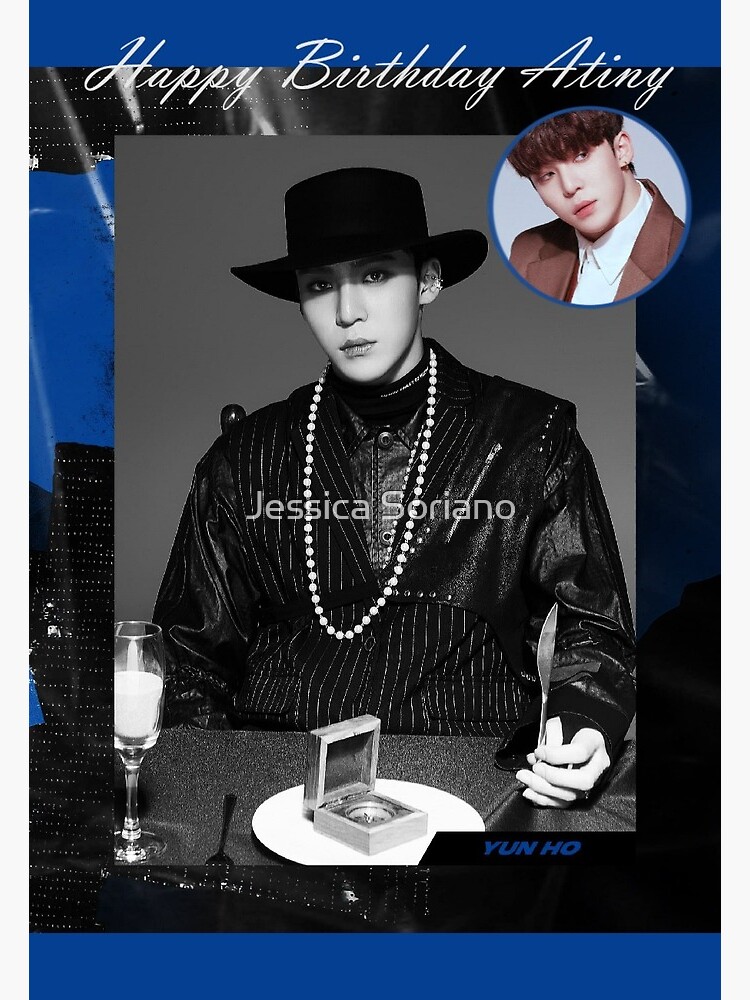 Carte De Vœux Action Ateez Pour Repondre A La Carte D Anniversaire Yunho Par Jessicas24 Redbubble