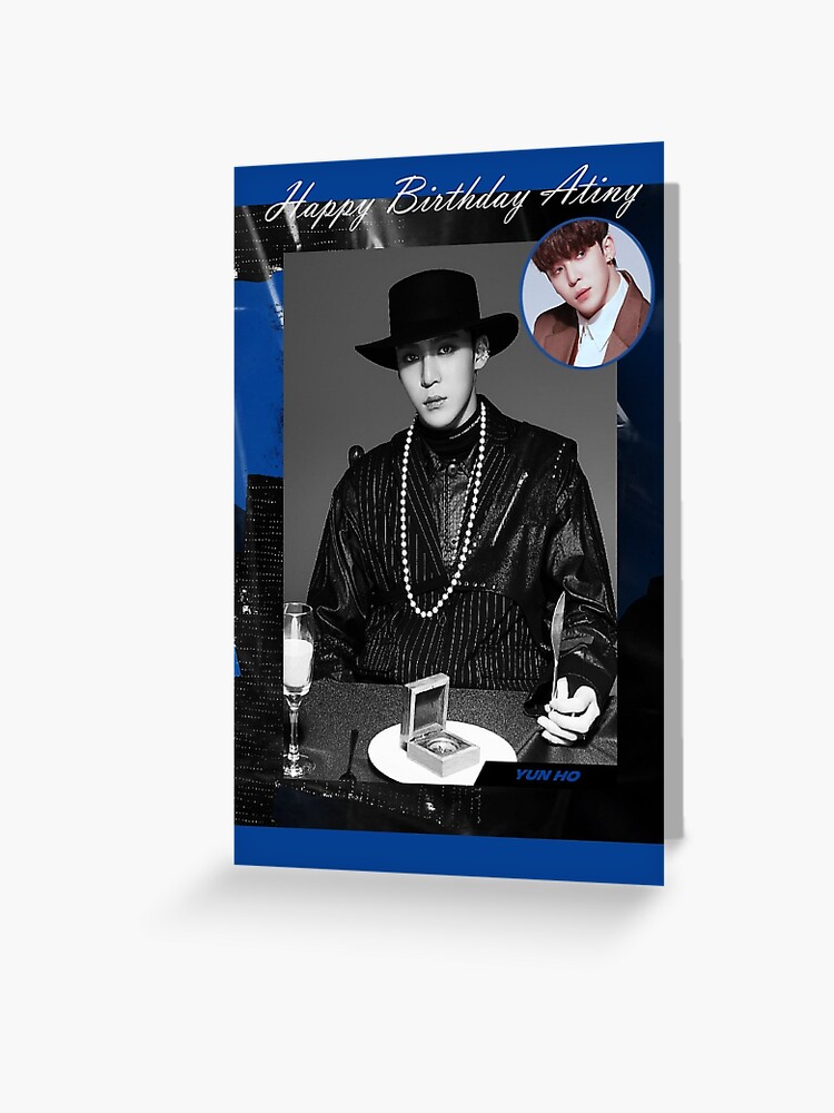 Carte De Vœux Action Ateez Pour Repondre A La Carte D Anniversaire Yunho Par Jessicas24 Redbubble
