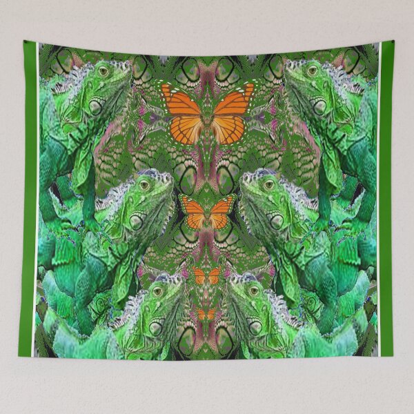 Item preview, MONARCH BUTTERFLIES & GREEN IGUANAS FANTASY ABSTRACT designed and sold by sharlesart.