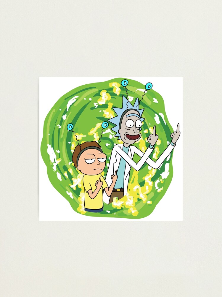 Rick And Morty Middle Finger Photographic Print By Yellowwpaint Redbubble