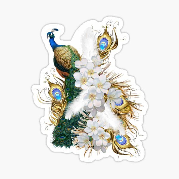 Repeated pattern of Royal Vintage Peacocks & Feathers Sticker